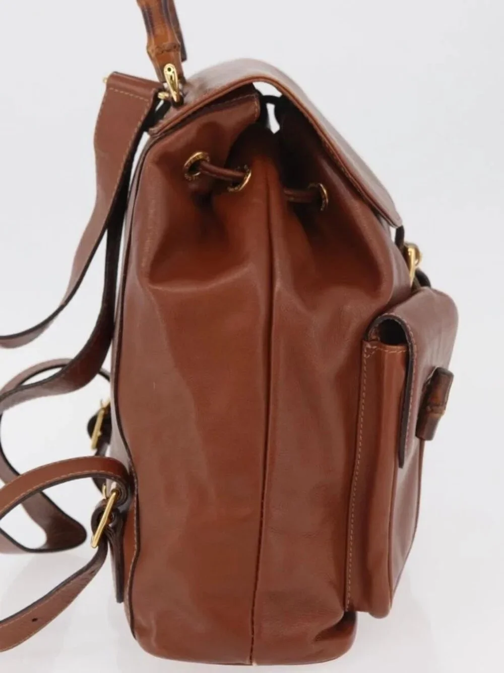 GUCCI Bamboo Backpack Leather Brown Gold 003 2058 0016 Auth ep14447